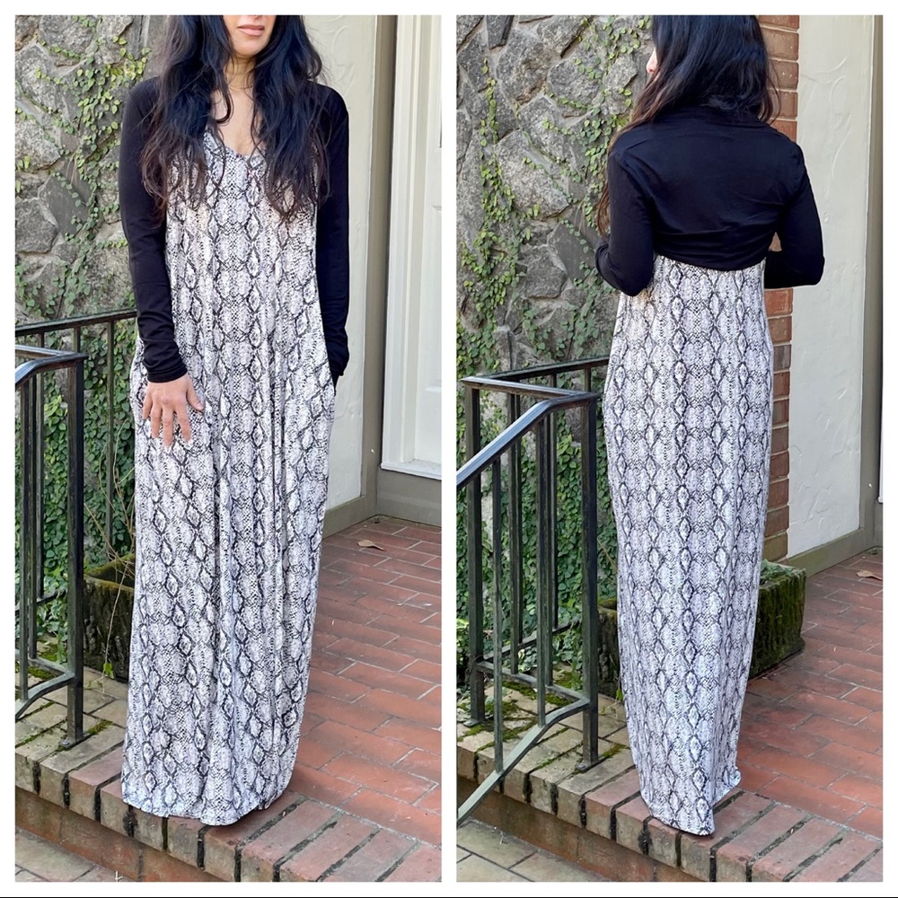 SNAKESKIN PRINT TANK MAXI DRESS - Picture 4 of 6